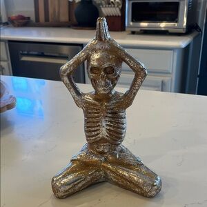 Gold Silver Skeleton Yoga Figurine